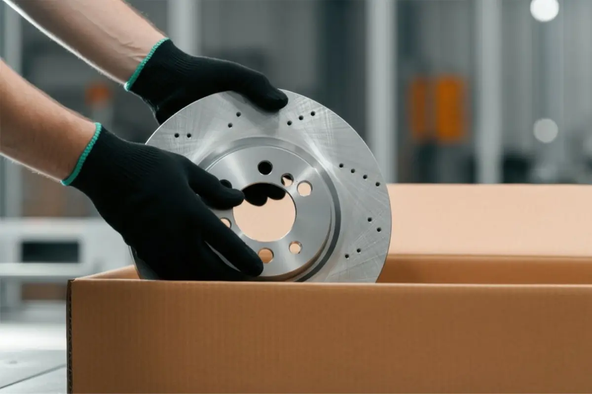 Verpackte gebrauchte Ersatzteile, bereit für den Versand